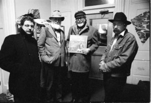 (L-R) Paul Geremia, Utah Phillips, Dave Van Ronk, Roy Book Binder.